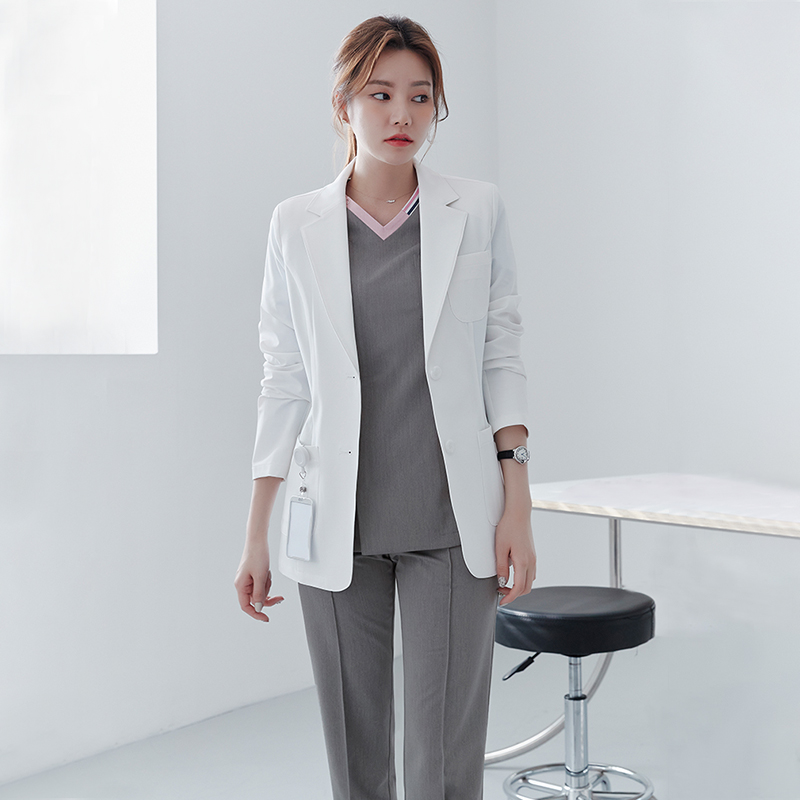 Medical Lab Years - Koreaanse stijl korte schoonheidssalon werkuniform witte
